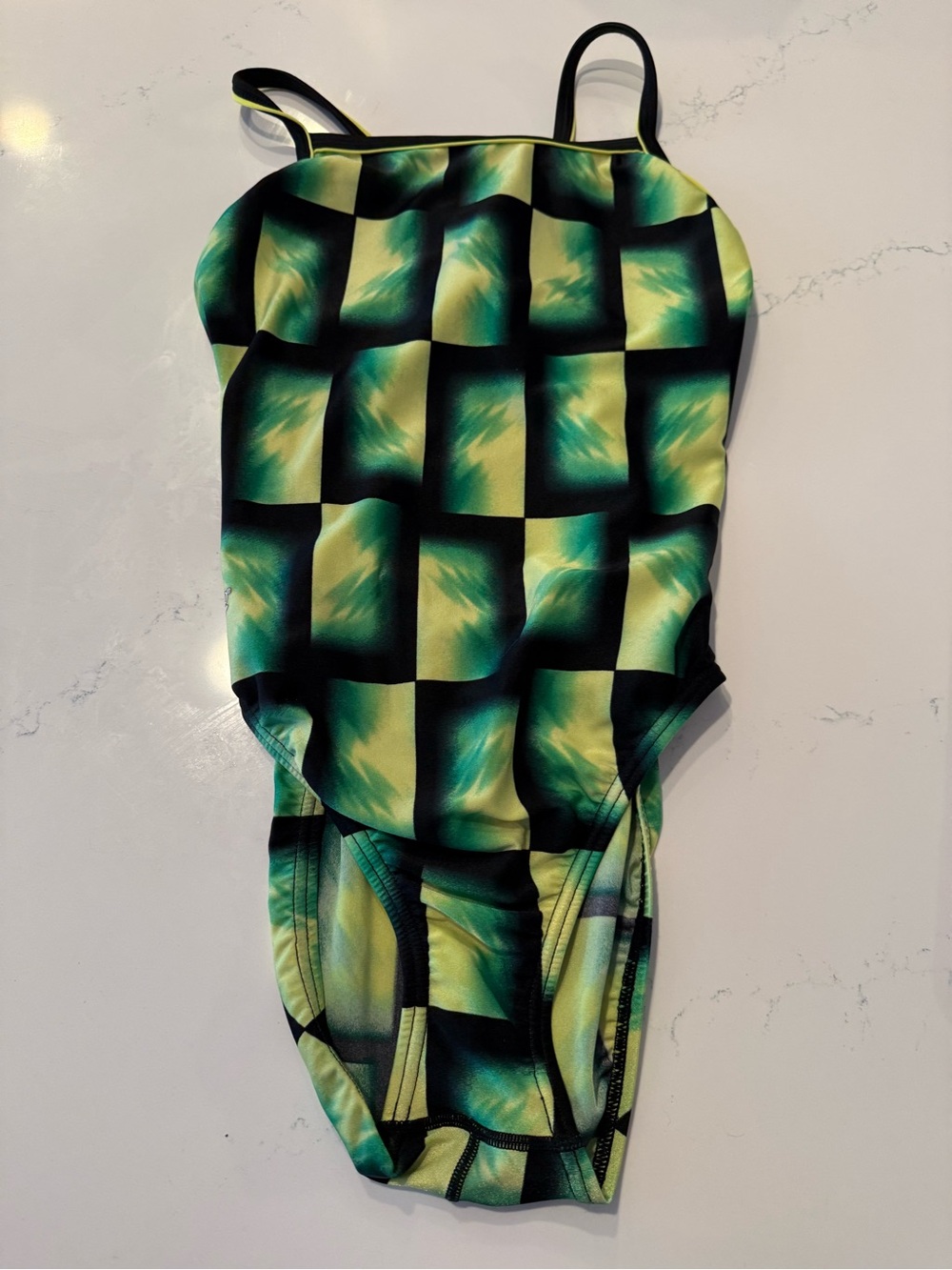 Speedo Green and Black Checkered One-Piece